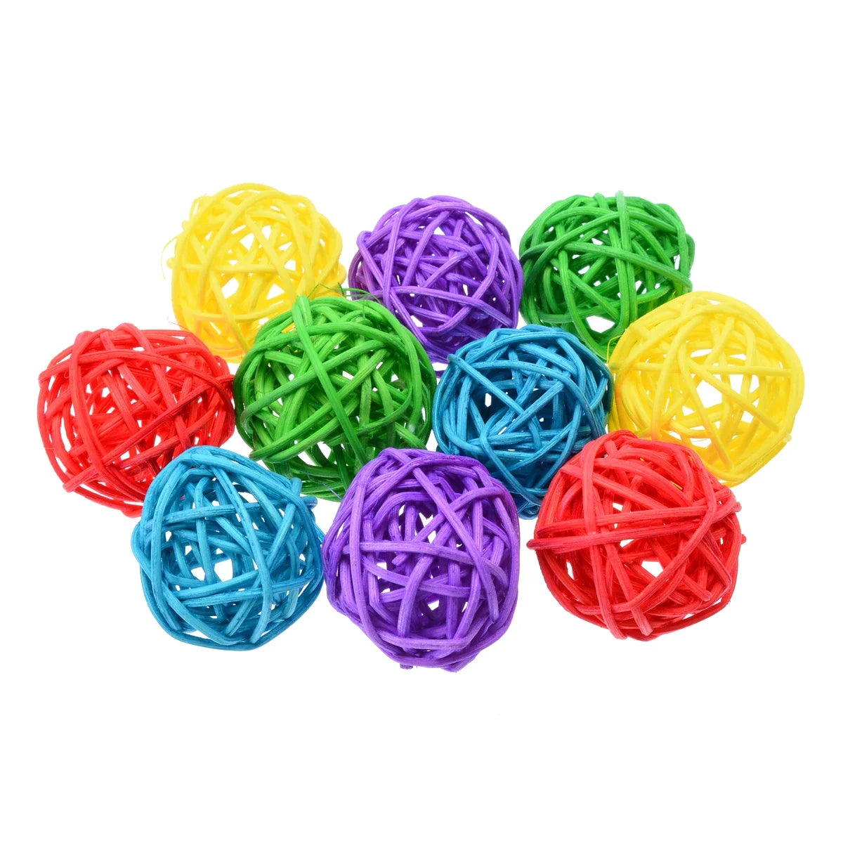 10pcs Primary Color Sepak Takraw Parrot Chewing Toy Ball Pet Bird
