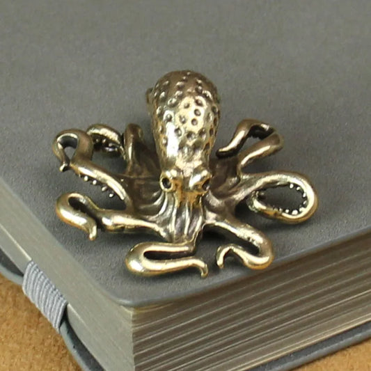 Brass Octopus Home Decor, Antique Bronze Animal Ornament, Small