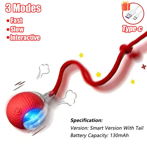 New Cat Interactive Ball Toy Automatic Rolling Ball Faux Tail