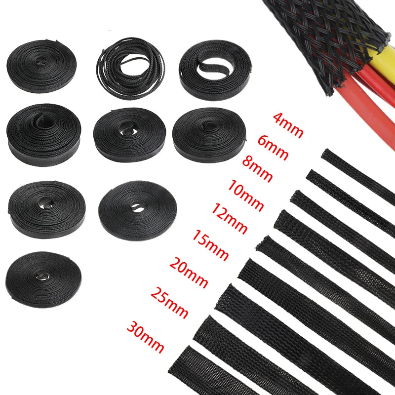 5M Tight PET Expandable Cable Sleeves Wire Gland Cables Protection