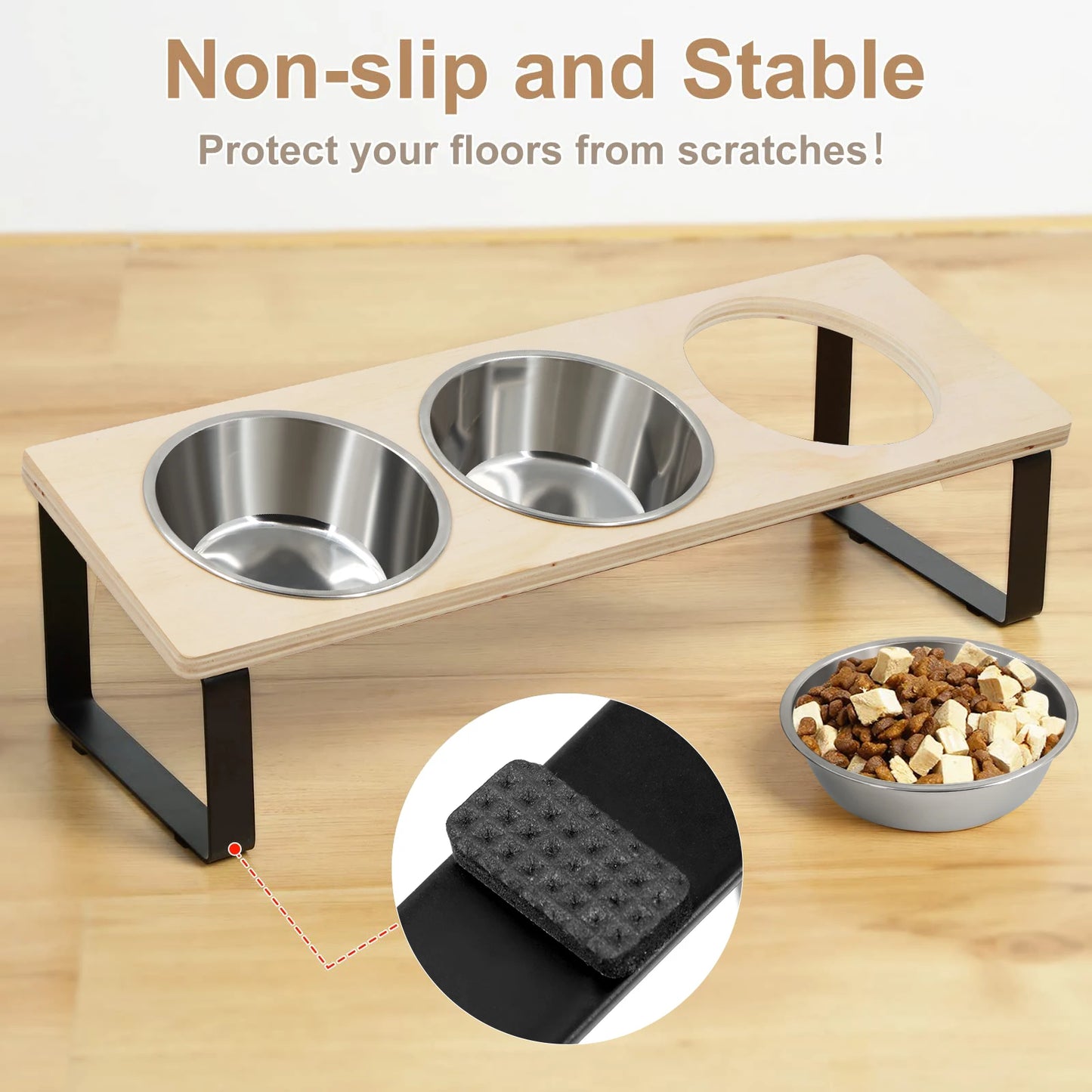 Elevated Cat Bowls Feeder 15° Tilted Raised Feeding & Watering