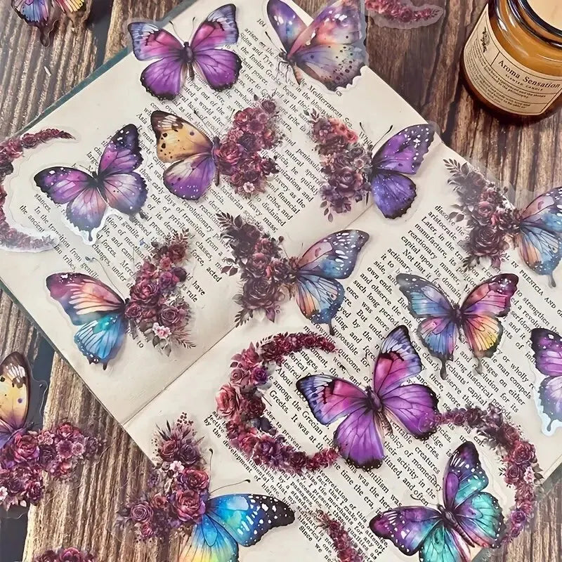 30 PCs Butterfly Flower Themed DIY Decorative Stickers Pack Decorative