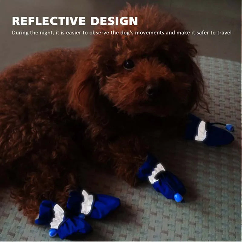 4pcs Antiskid Puppy Shoes Pet Protection Soft-soled Pet Shoes Winter