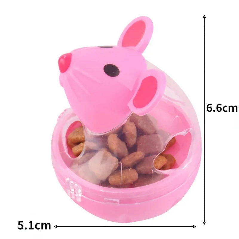 Pet Feeder Cat Toy Mouse Food Rolling Leakage Dispenser Bowl Playing