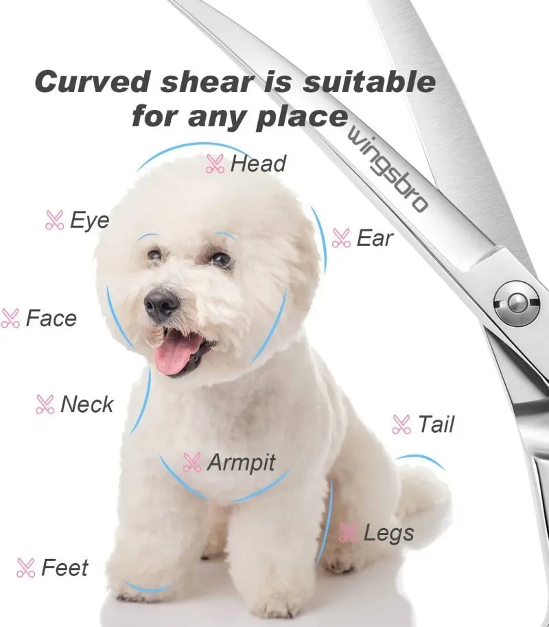 7.5" Curved Dog Grooming Scissors , Professional Pet Curved Scissors
