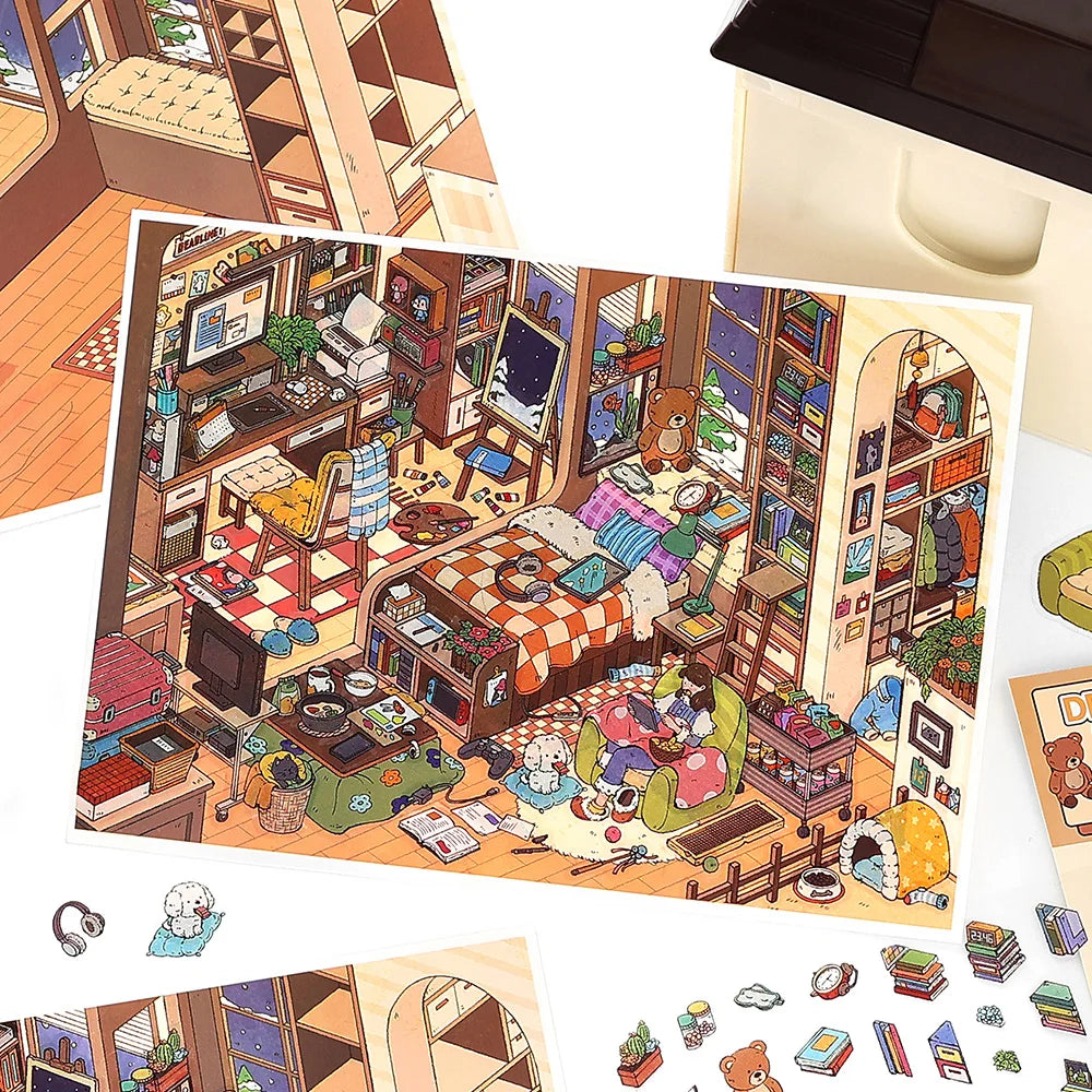 Kawaii leisure suite  3D Home Diary Landscape Sticker  DIY Pocket