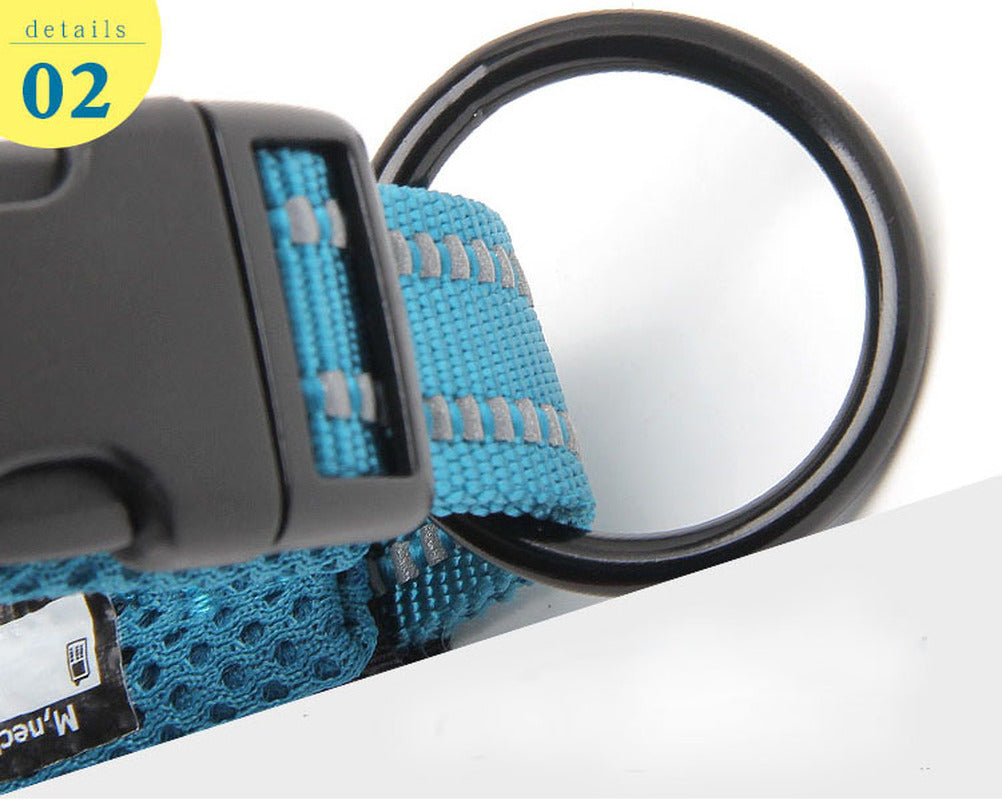 Truelove Adjustable Mesh Padded Pet Dog Collar 3m Reflective Nylon Dog
