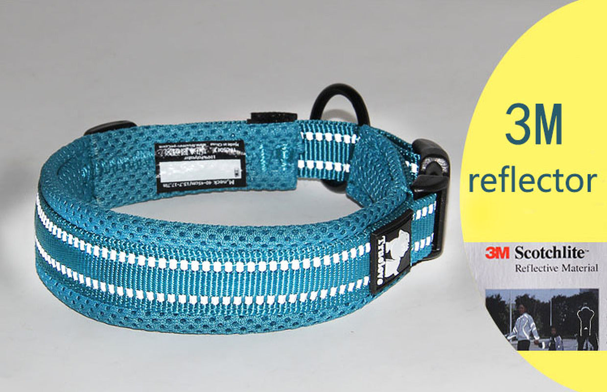 Truelove Adjustable Mesh Padded Pet Dog Collar 3m Reflective Nylon Dog