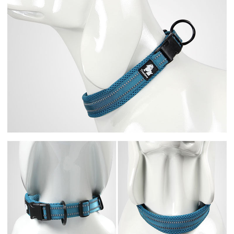 Truelove Adjustable Mesh Padded Pet Dog Collar 3m Reflective Nylon Dog