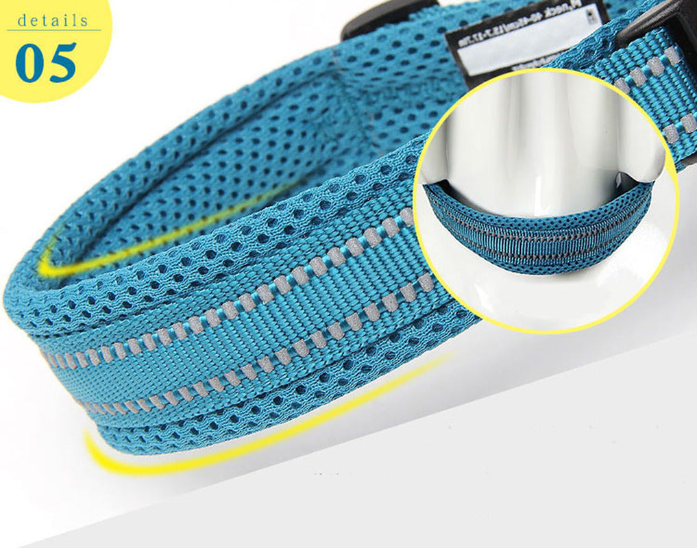 Truelove Adjustable Mesh Padded Pet Dog Collar 3m Reflective Nylon Dog