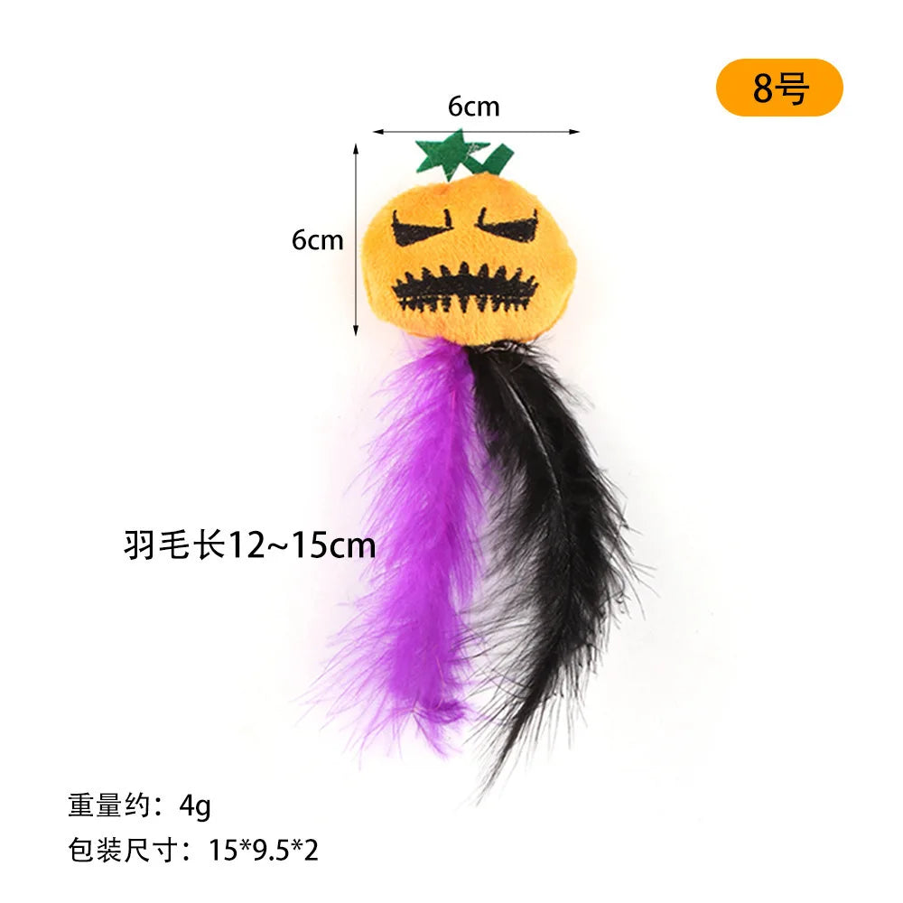 Halloween cat toy accessories various Halloween plush cat toys cat teaser stick pet toy set