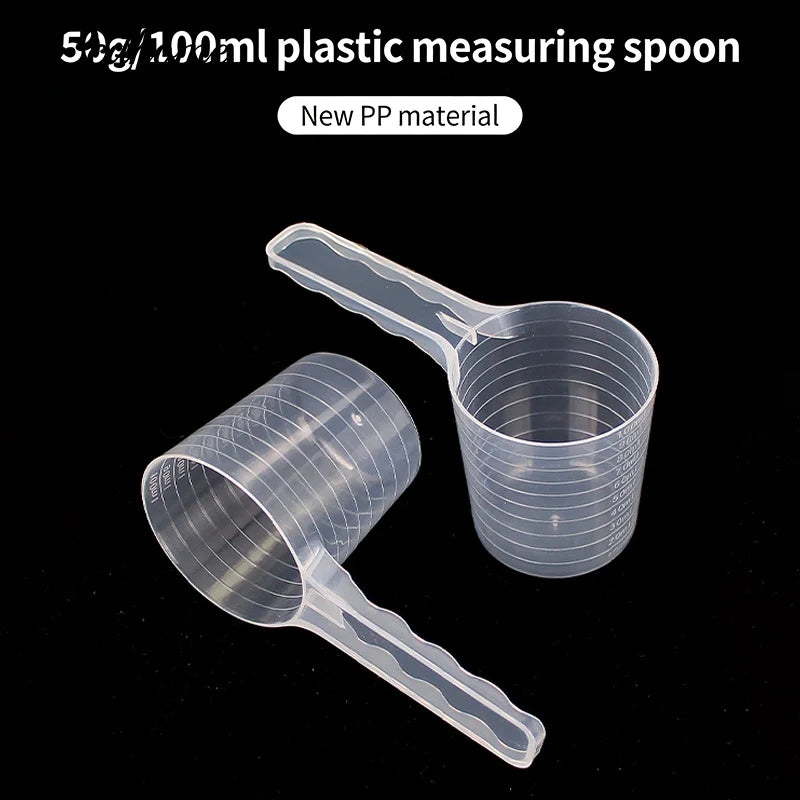 Transparent Pet Food Scoop with Measuring Scale Plastic Spoon for Dogs Cats Precise Feeding and Pet Diet Control Accessory
