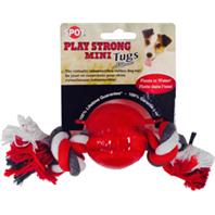 Ethical Dog 689877 Play Strong Mini Tugs Ball With Rope - Red, Sma