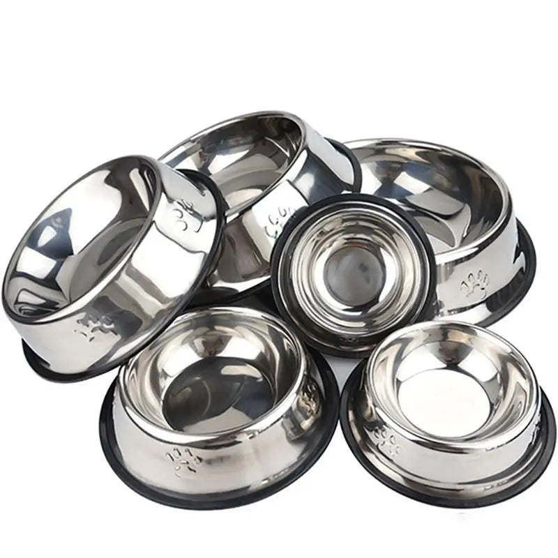 Paw Stainless Steel Pet Dog Bowl Feeder Skidproof Anti-ant Shape Cat Dog Bowls Food Accessories Pet Supplies 6 Sizes