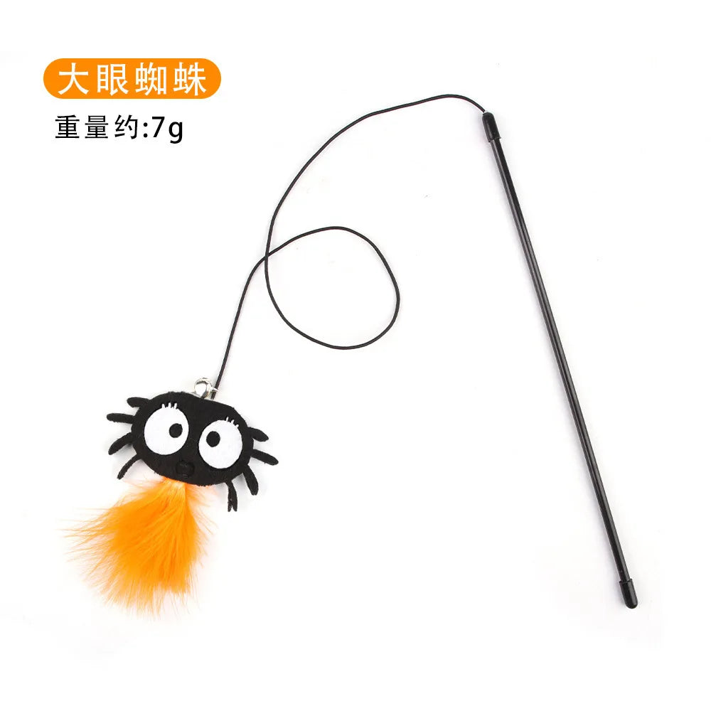 Halloween cat toy accessories various Halloween plush cat toys cat teaser stick pet toy set