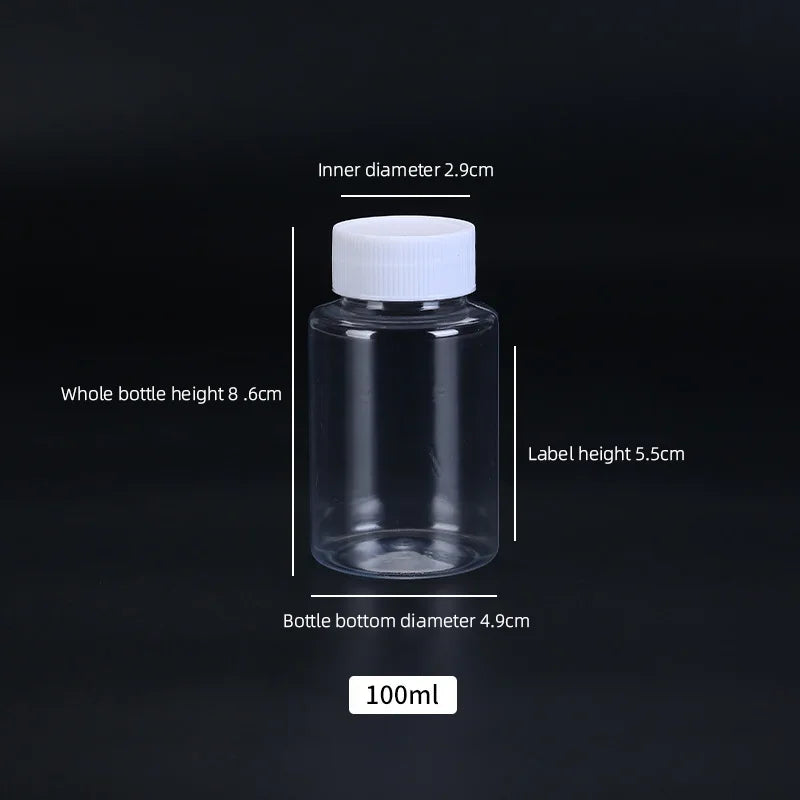 15ml/20ml/30ml/100ml Plastic PET Clear Empty Seal Bottles Solid Powder Medicine Pill Vial Container Reagent Packing Bottle