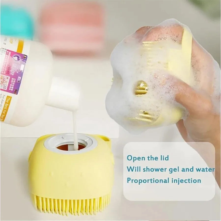 Soft Silicone Pet Bath Gloves, Massage & Grooming Brush for Dogs and Cats, Easy Cleaning Tool for Home Bathroom Use