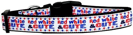 Mirage Pet Products 125-180 MD Red- White- and Cute! Nylon Dog Collar
