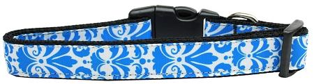 Mirage Pet Products125-203 MD Damask Nylon Dog Collar, Blue - Medi
