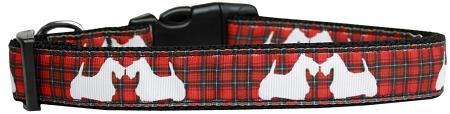 Mirage Pet Products125-229 MD Red Plaid Scottie Pups Nylon Dog Collar&