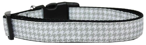 Grey Houndstooth Nylon Dog Collar, Medium