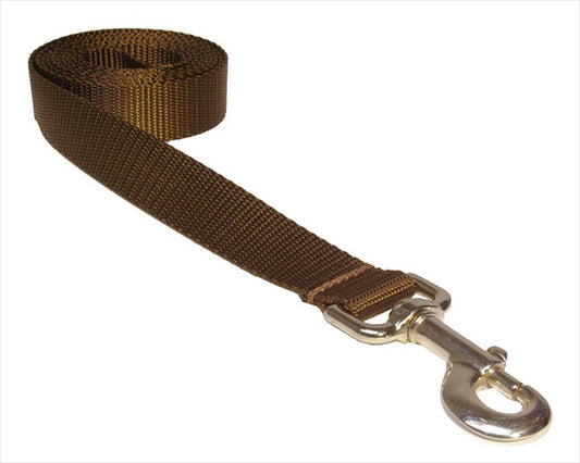 Sassy Dog Wear SOLID BROWN MED-L 6 ft. Nylon Webbing Dog Leash- Brown